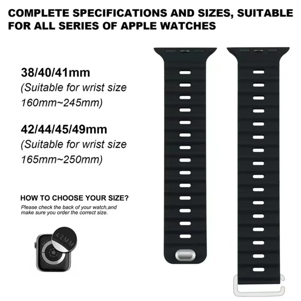 Ocean Silicone Strap For Apple Watch Band 49mm 45mm 41mm 44mm 40mm 42mm 38mm 44 45 mm Wristband iWatch Series 8 7 Ultra 4 5 6 SE