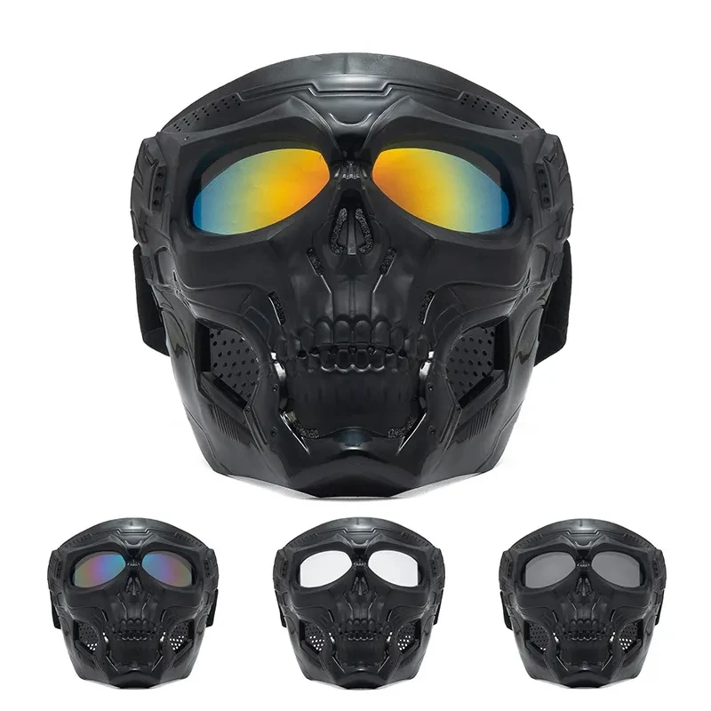 

Cycling Colored Goggle Motorcycle Skull Skeleton Mask Windproof Full Face Mask Paintball Game Tactical Protection Helmet Mask