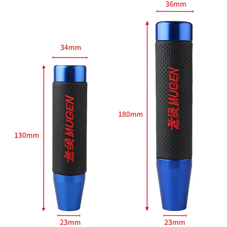 13cm 18cm Universal Aluminum+Leather Style Mugen Black/Red Gear Shift Knob Extended Manual Transmission Gear Shift Lever Knob