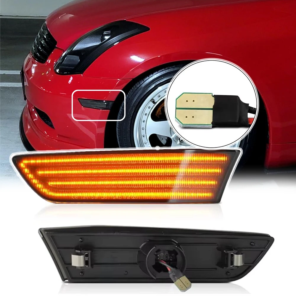 

Smoked Lens Amber LED Front Fender Side Marker Light for Nissan Skyline V35 Coupe 2002-2007 Infiniti G35 2D Coupe 2003-2007