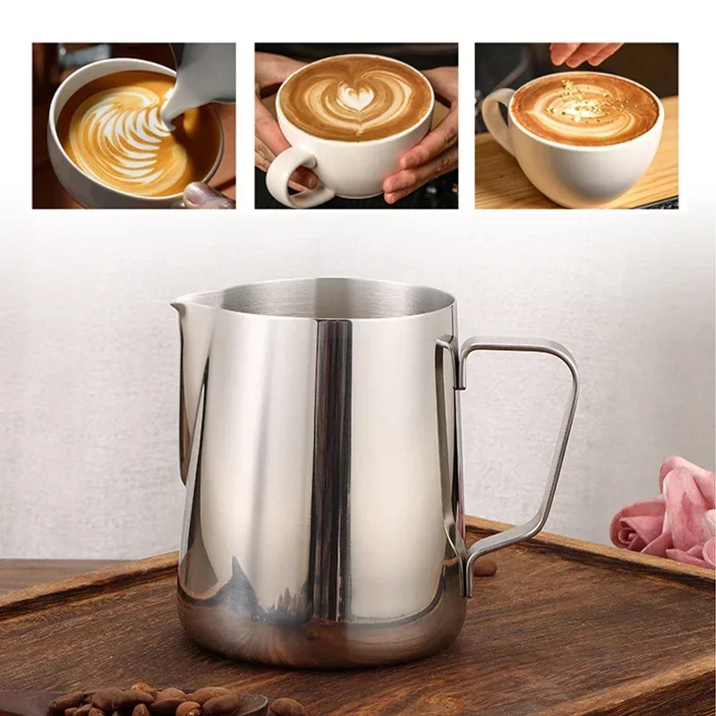 

Milk Steaming Frothing Pitcher Stainless Steel Non-Stick Milk Jug Pull Flower Cup Perfect for Coffee Cappuccino Latte 350ml