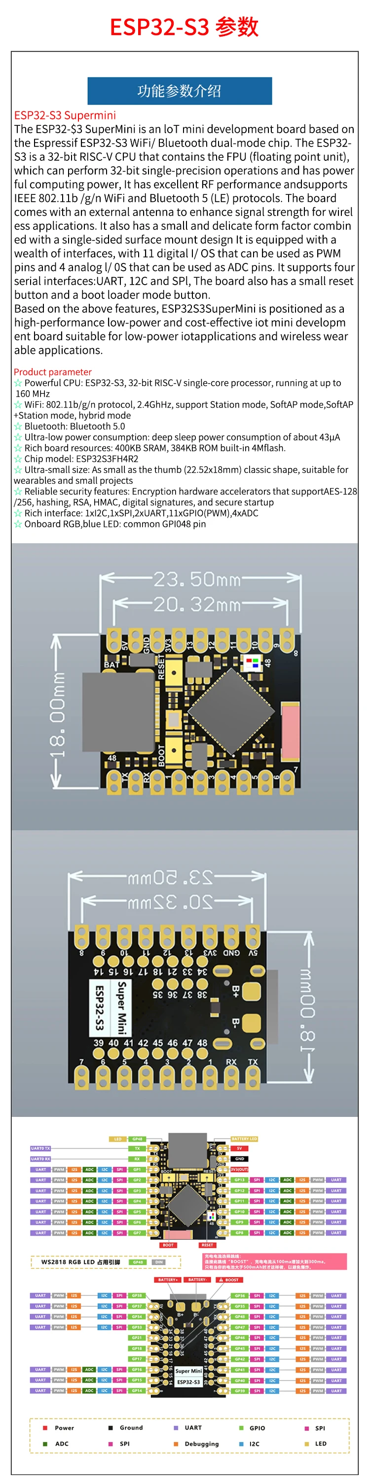 ESP32 S3 C3 SuperMini Entwicklungsboard WiFi Bluetooth ESP32-S3 ESP32-C3 Mini-Modul für Arduino IoT ESP32 SuperMini – Detail 4