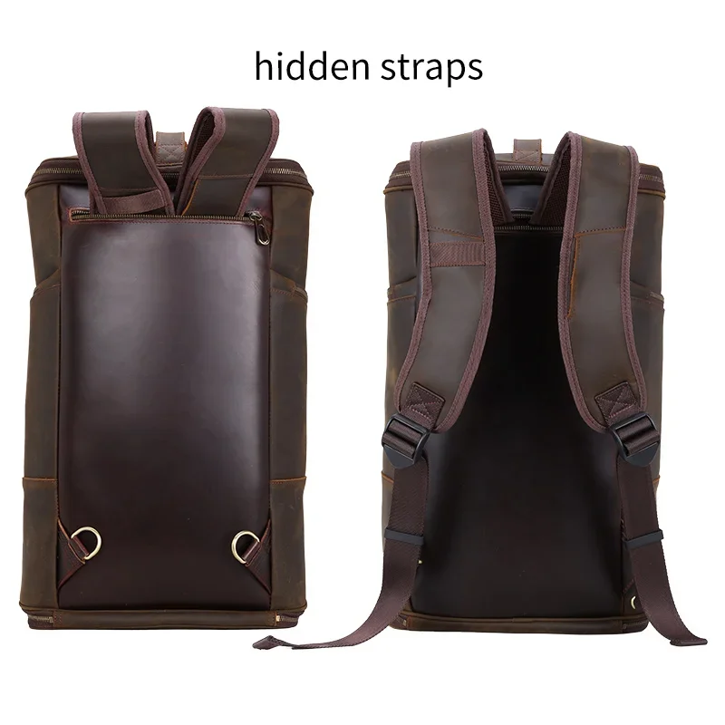 Manufacture Wholesale New Arrival Brown Genuine Real Leather Weekend Travel Luggage Bags Full Grain  Backpack Bag