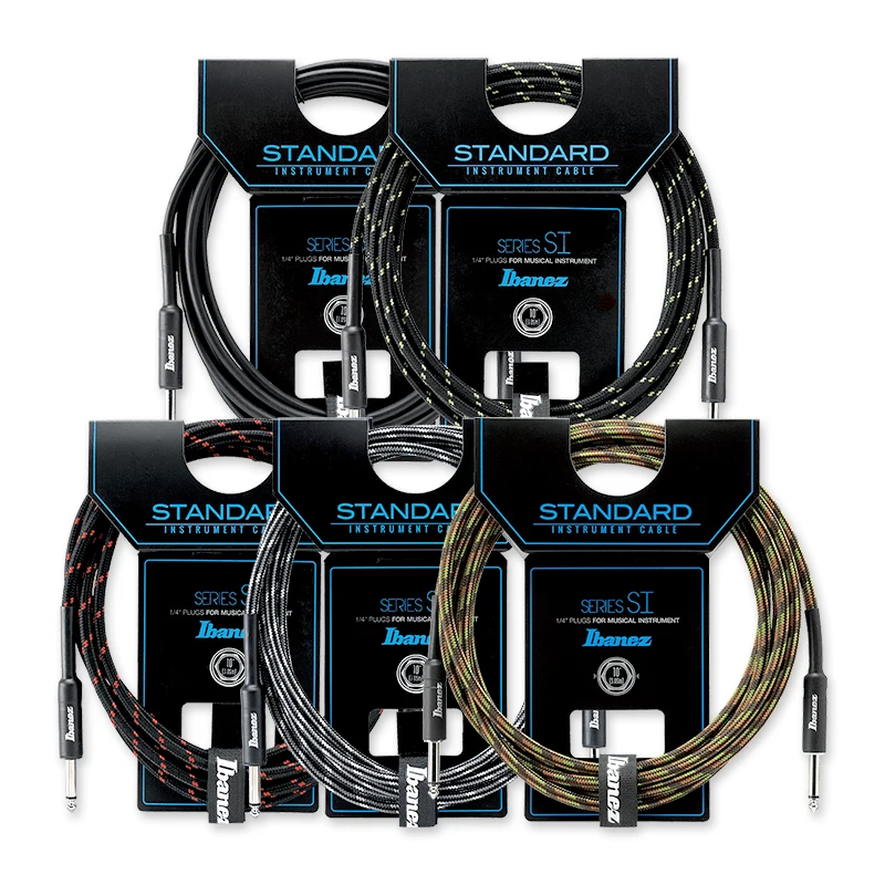 Ibanez Guitar Instrument Cable 3m PVC or Woven Cable Straight or Right Angle Plugs OFC Core Japan Original