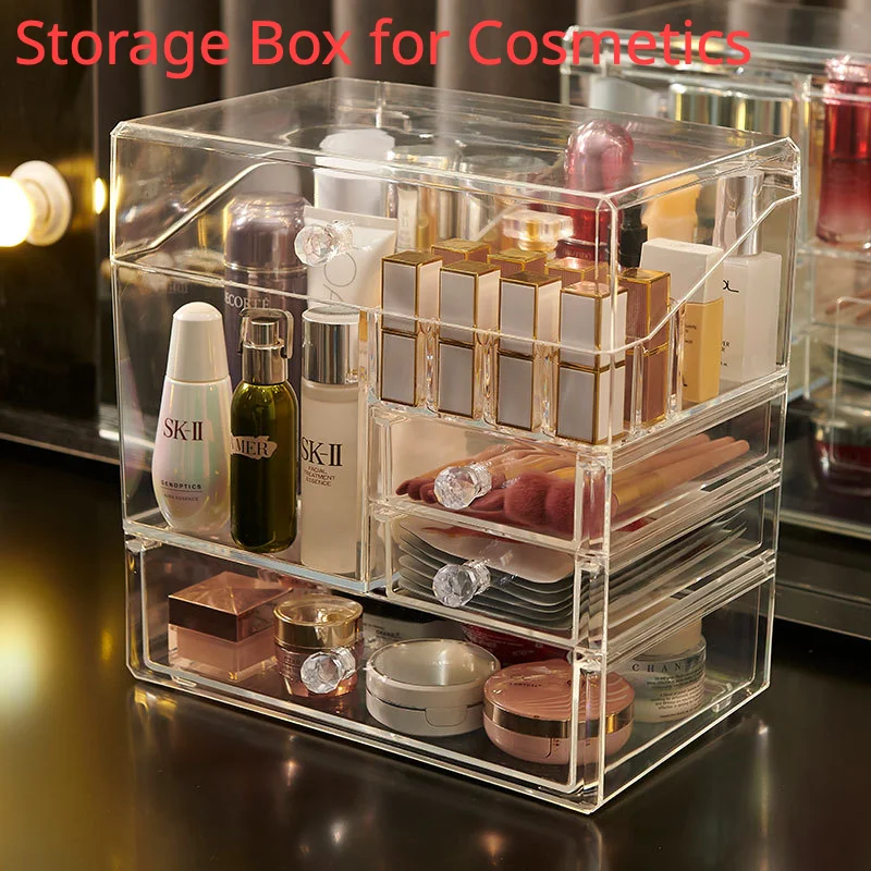 

cosmetics storage box, transparent large capacity desktop acrylic home dressing table, skincare product storage rack