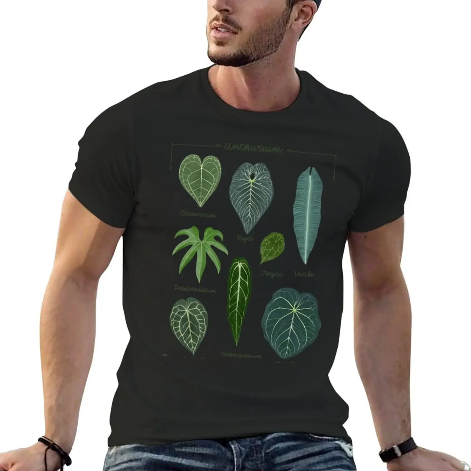 Anthurium leaves species chart botanical illustration T-Shirt cute clothes new edition summer tops graphic tees men