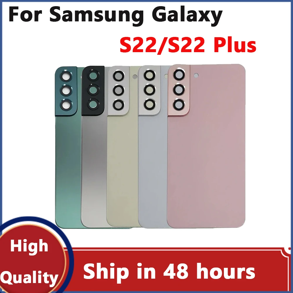 New For Samsung Galaxy S22 5G SM-S901B Battery Back Cover Rear Door For S22 Plus S906B 3D Glass Panel Housing Case Camera Lens