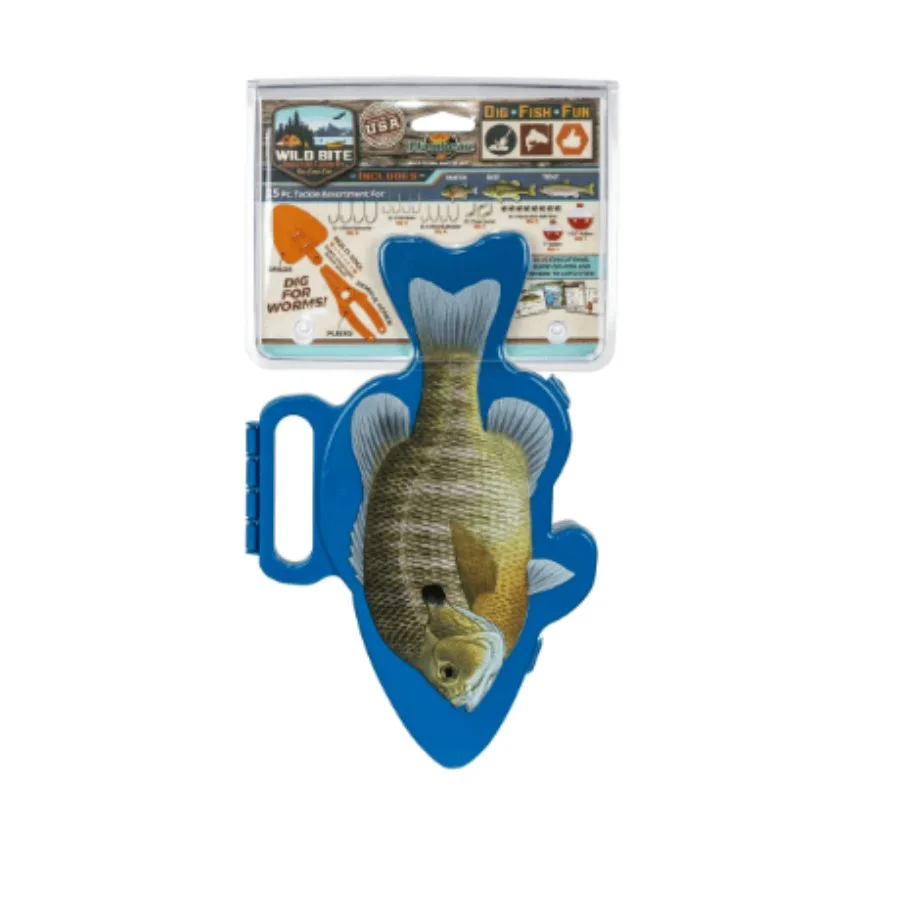 

Flambeau Outdoors Wild Bite Panfish 25 Piece Kit Fishing Tackle Box Blue Plastic 10.75 inch