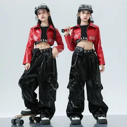 Conjunto de baile de Hip Hop para chico, disfraz de actuación de calle K POP para niñas, traje de competición de baile de Jazz para Festival de Música, chaqueta roja