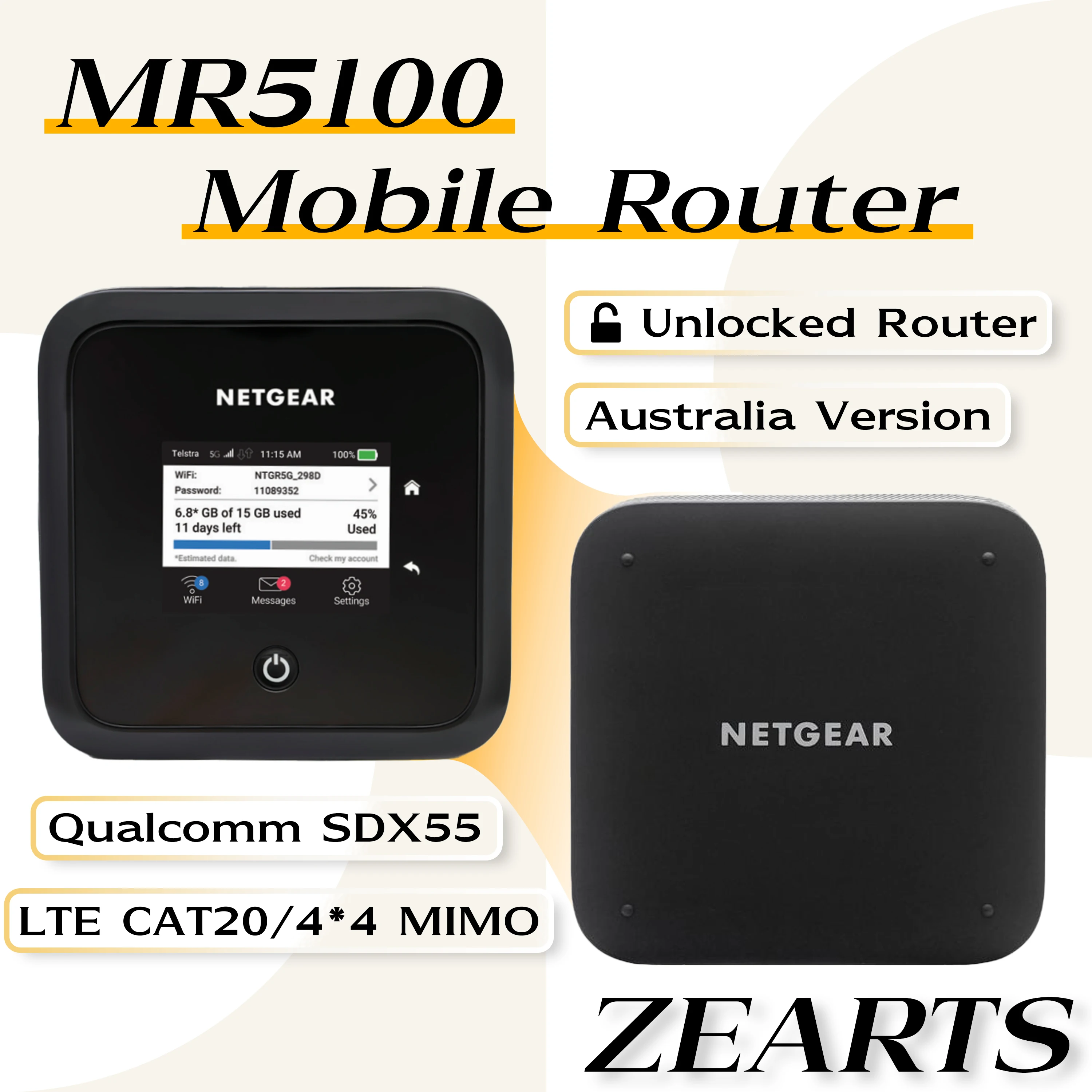 

Netgear Nighthawk M5 MR5100 MOBILE 5G WiFi ROUTER UNLOCKED MR5100-1TLAUS (Used 95%new )