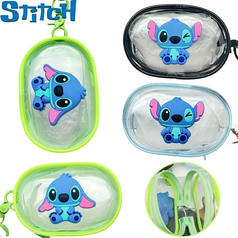 

Disney Stitch Cartoon Mini Storage Bag Anime Portable Women Travel Key Lipstick Data Cable Storage Bag Kids Earphone Organizer