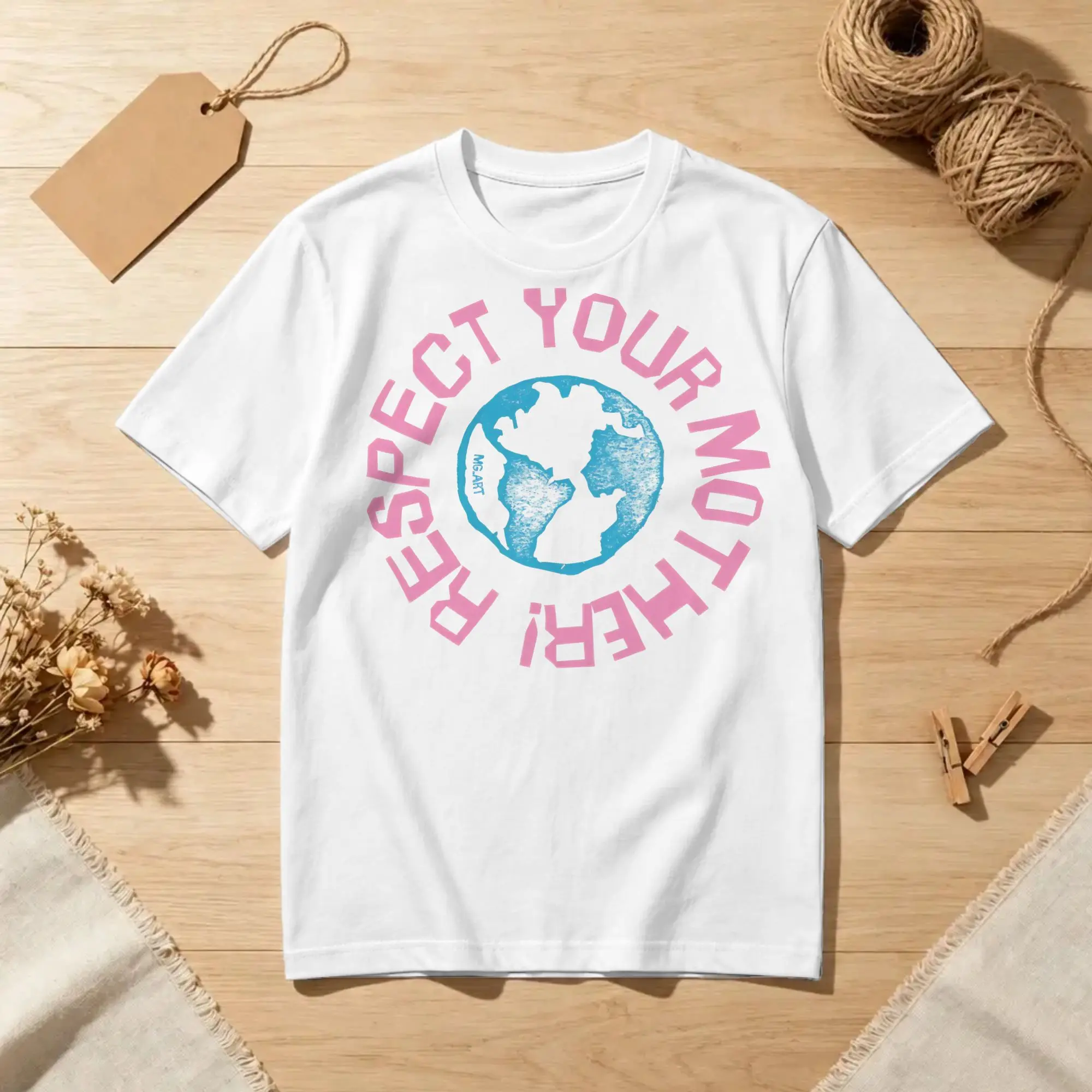 Men Women's Harrys Styles Respect Your Mother! Earth Stamp Pink Blue  T Shirt  100% Cotton Tops Cool Tee Shirt Plus Size T-Shirt