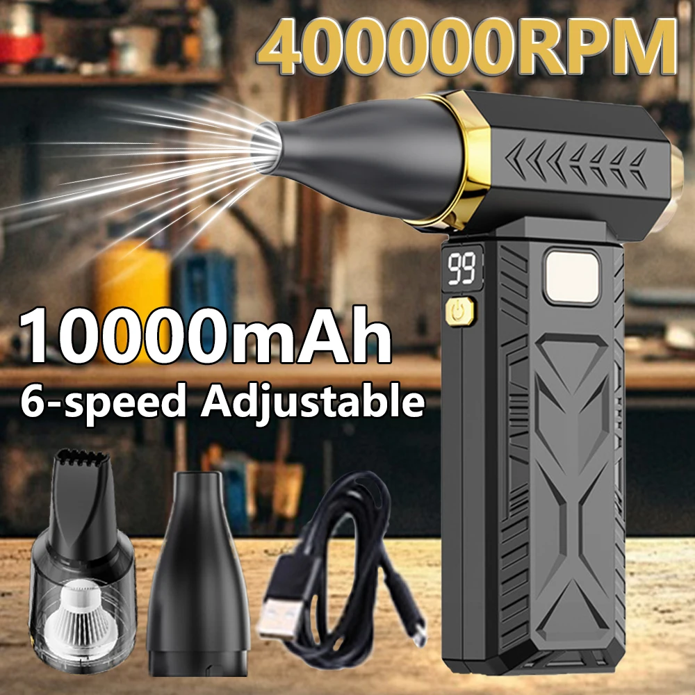 

M18 2in1 Mini Air Blower with Screen Display 10000mAh Turbo JetBlower 400000RPM Jet Fan for Keyboard Cleaning Car Vacuum Cleaner