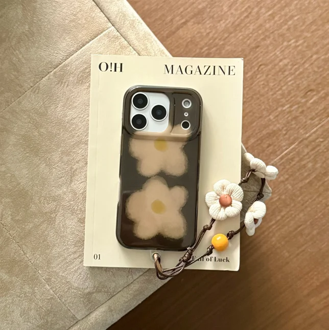 حافظة لهاتف آيفون 17 برو ماكس سموكي بلاك فلاور ناعمة من مادة البولي يوريثان الحراري مقاومة للصدمات متوافقة مع آيفون 16 15 14 13