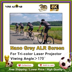 Hot ALR Projection Screen Dedicated for Tri-color Laser Projector Nano Grey Ambient Light Fixed Frame Ultra Narrow Bezel 4K 8K