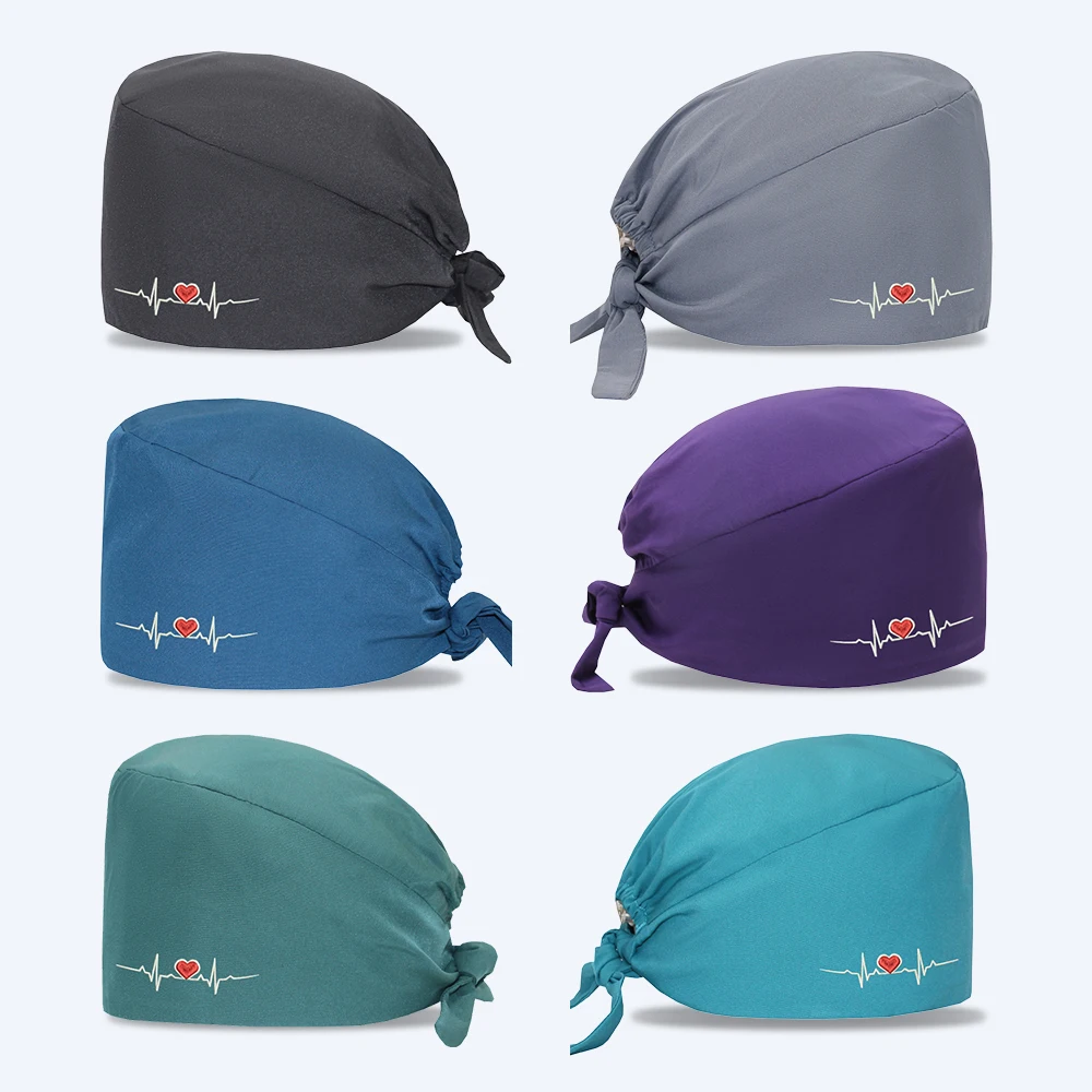 Women Embroidery Medical Caps Surgical Hats Hospital Dental Clinic Scrub Caps Polyester Beauty Salon SPA Work Headwear MSG-03