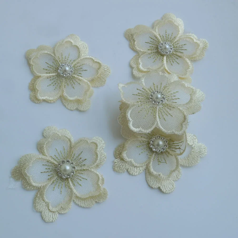 5pcs/lot 10colors DIY Handmade 2-layer Flower patches for Wedding Dress flowers for Headwear dresses hat decorative appliques