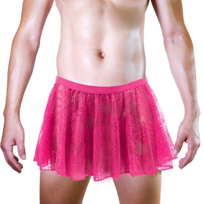

Sissy Clothes for Men Lace Mini Skirt Gay Lingerie Male Thong Underwear Sexy Crossdressers Panties Bikini Party Night Clubwear