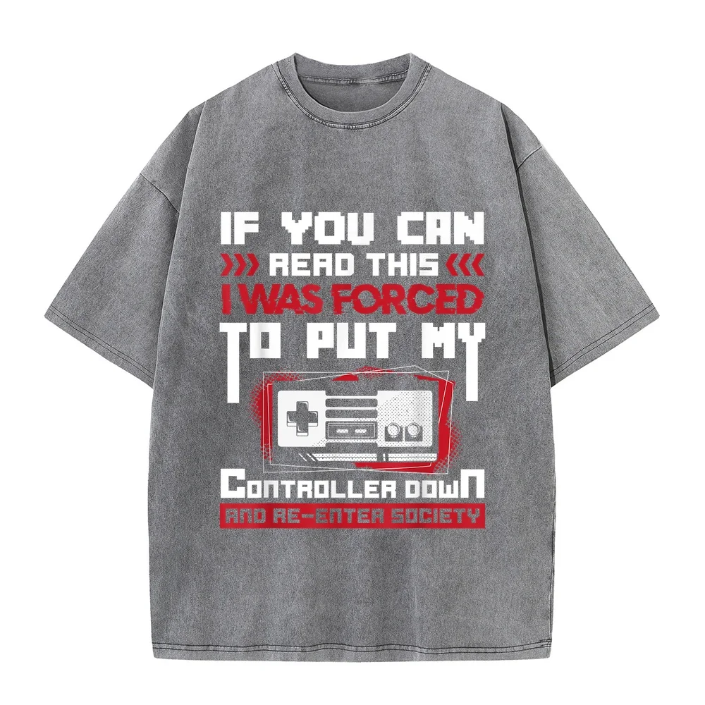 Forced to Put My Controller Away Gaming & Gamer T-Shirt Men's Clothes Anime Casual Tee Layering Cotton T Shirt Graphic Summer