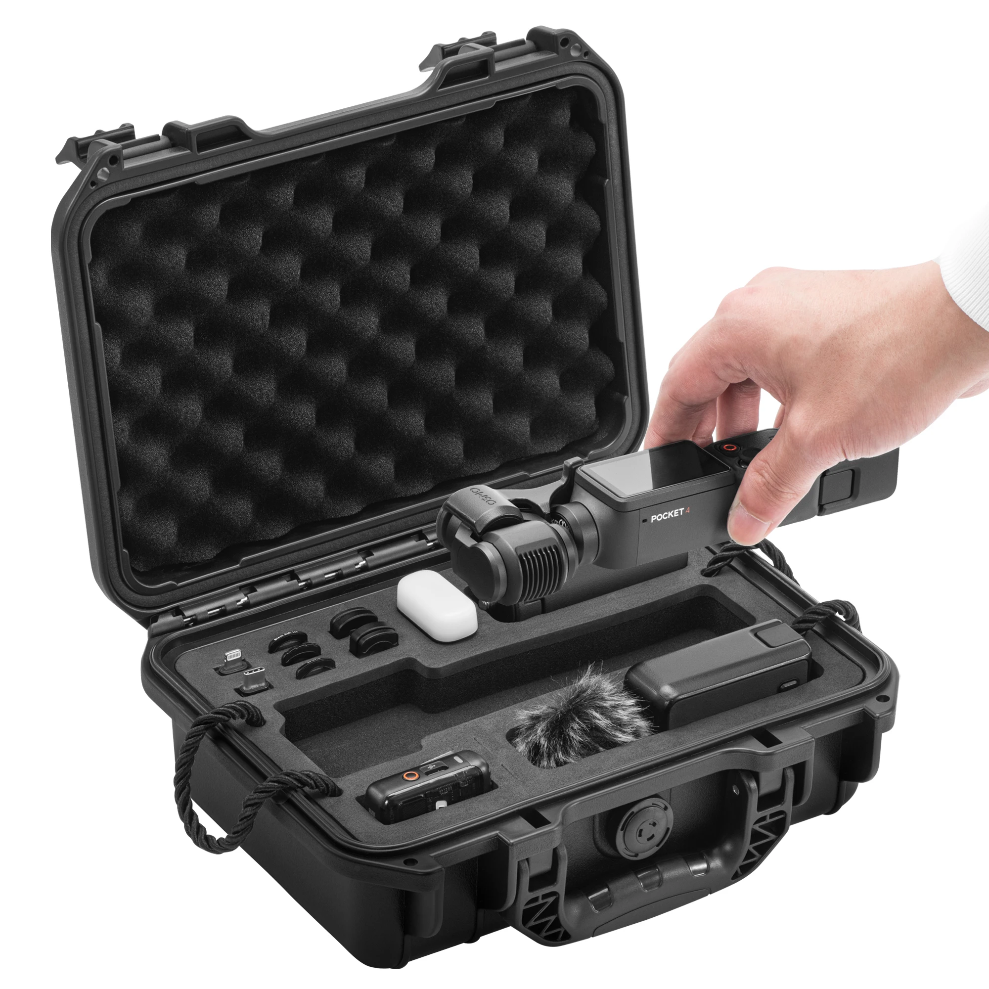 Wodoodporny, wytrzymały futerał na DJI OSMO Pocket 4, dwuwarstwowy futerał podróżny, duża torba do przechowywania akcesoriów do kamer sportowych. — zdjęcie produktu 7