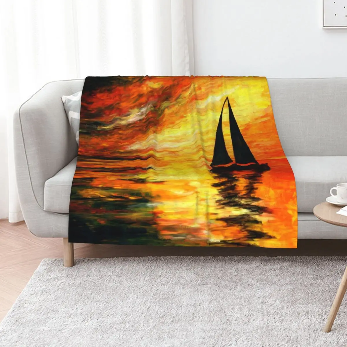 

Sunset Sailboat Throw Blanket Luxury St Luxury Thicken Tourist Heavy Blankets