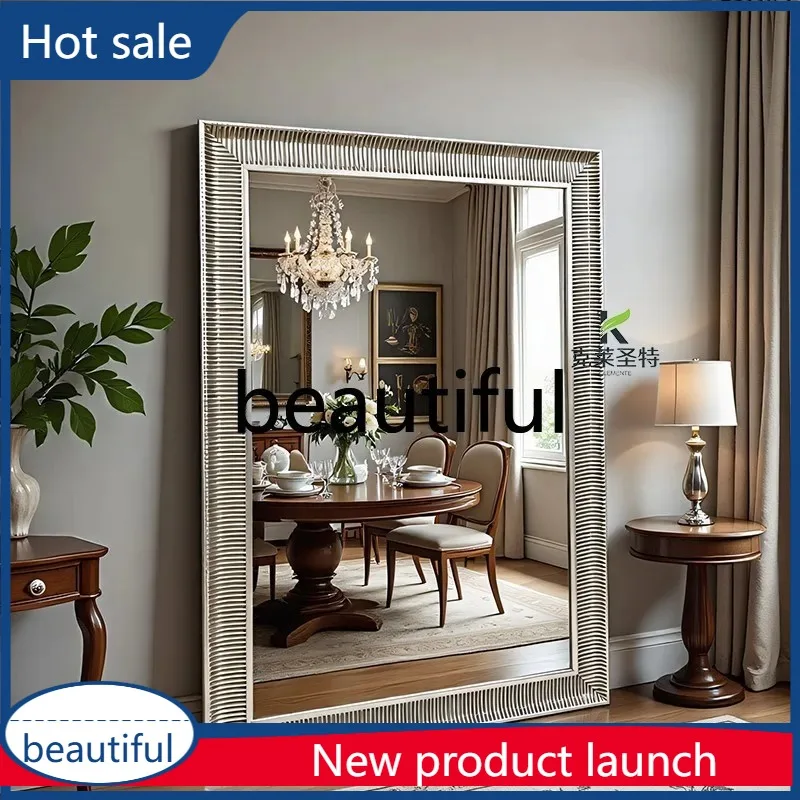 A17 French luxury full-length mirror, American living room large-size high-value floor-to-ceiling mirror, cloakroom full-body mi