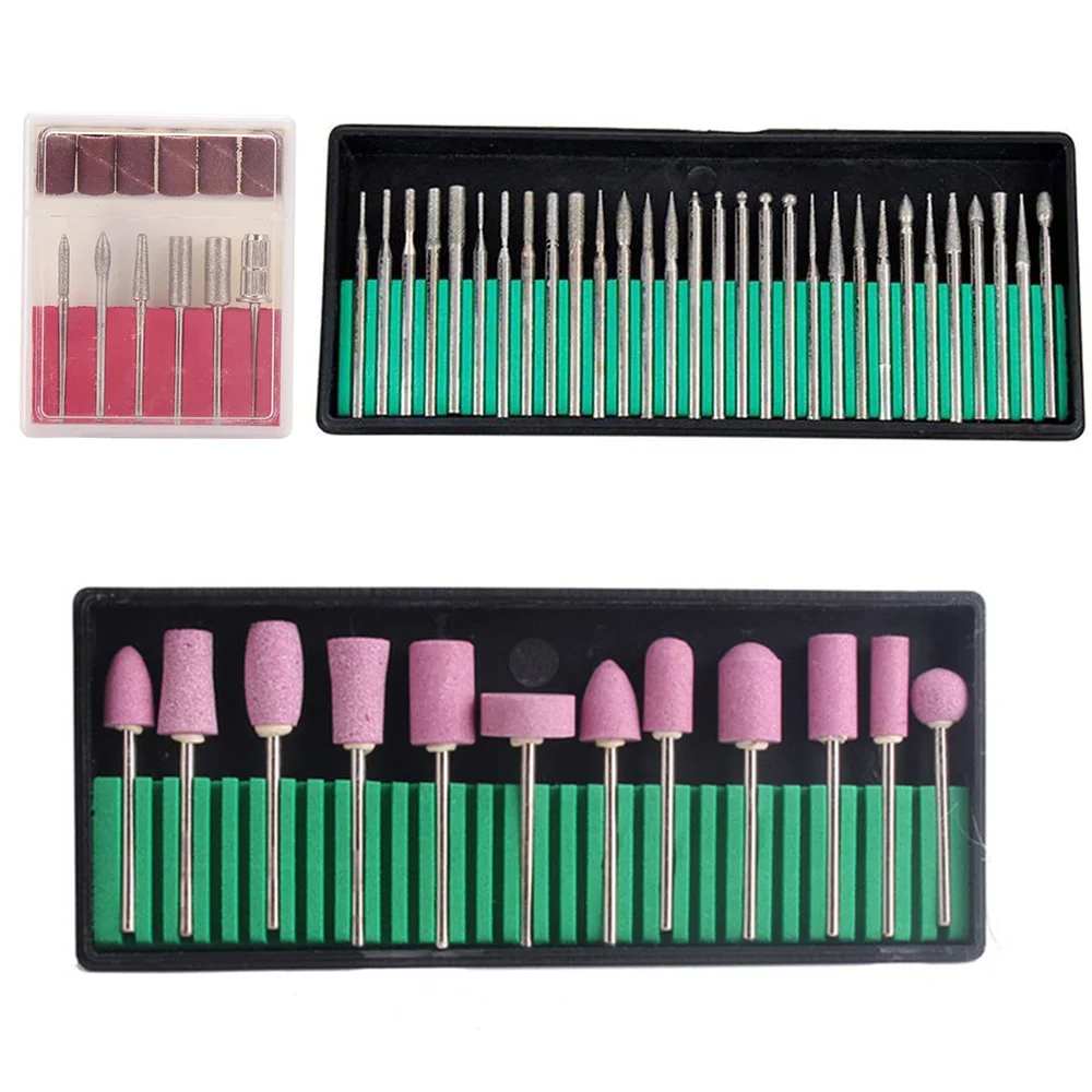 

Boxed Nail Drill Bit Kit Metal Polishing Grinding Head For Gel Nail Polish Manicure Pedicure Tool Nail Electric Machine Access