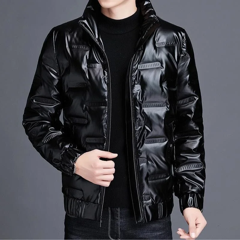 Man Padded Coat Collared Padding Short Parkas Glossy Korean Reviews Many Clothes Down Jackets for Men Luxury Clothing Popular