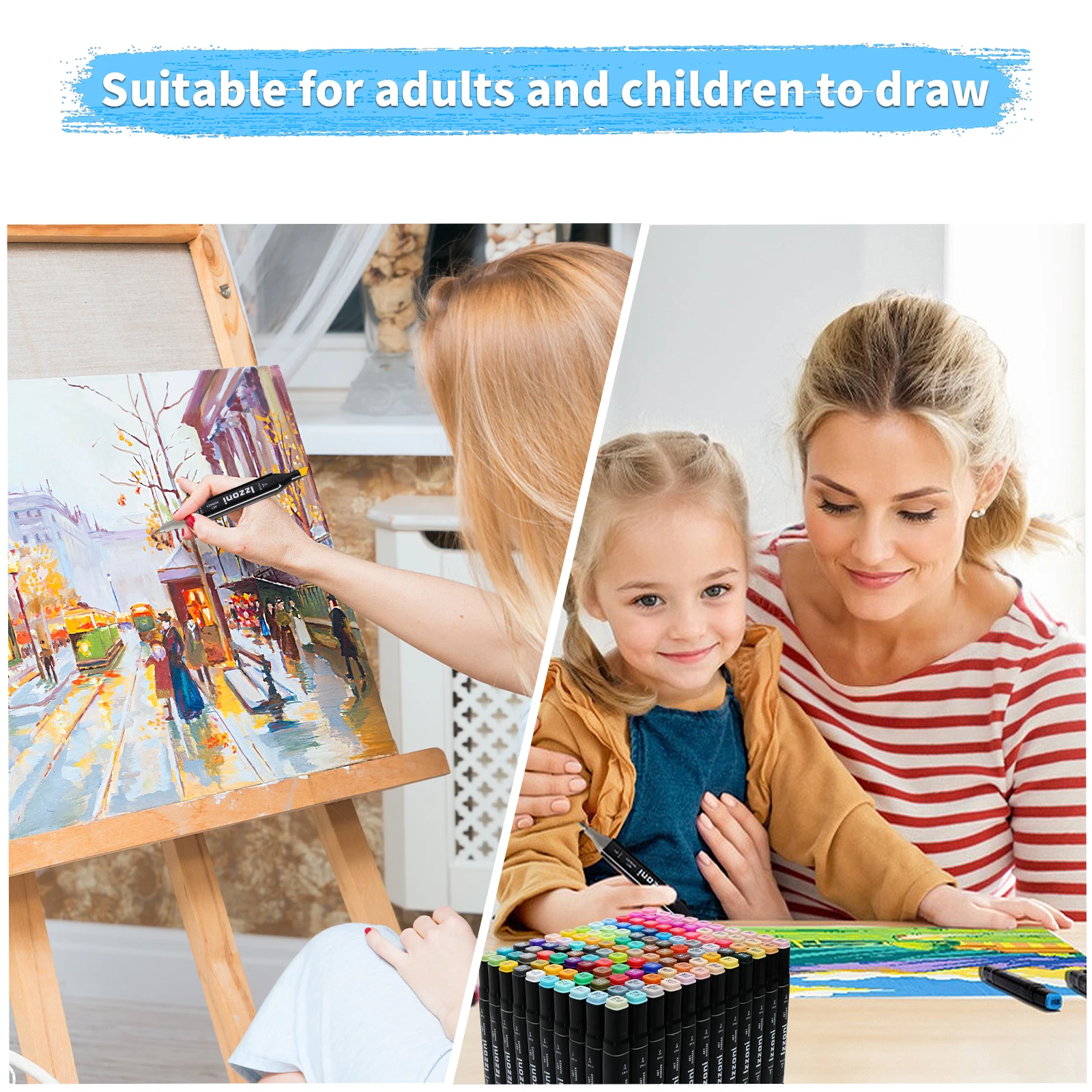 80 Colors Alcohol Markers with Base Dual Tip Drawing Markers for Adult and Kids Comics Coloring Sketching Illustration - view 4
