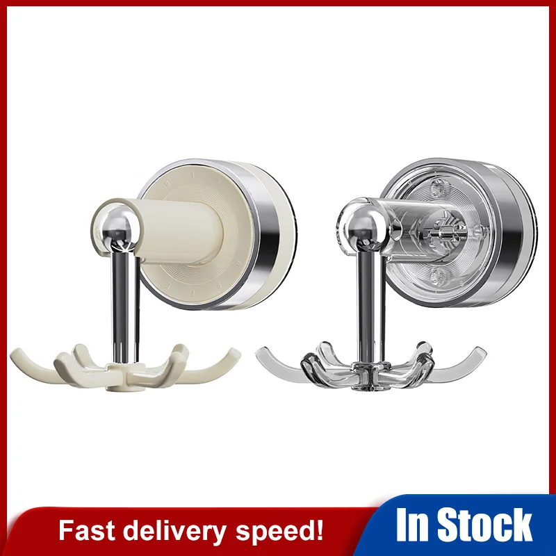 

360° Rotating Wall Mounted Folding Hook Powerful Punch-free Kitchen Utensil Holder Space-saving Traceless Wall Hook For Home