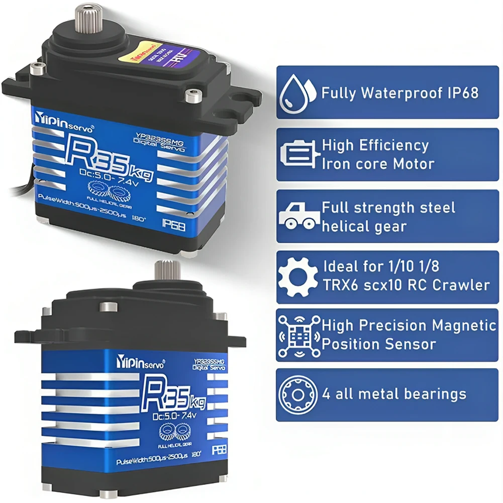 35 كجم أجهزة رقمية 7.4 فولت 180 درجة RC محرك معزز عالي الولادة IP68 الصلب حلزوني والعتاد مع 25T سيرفو الذراع 1/8, 1/10 سيارة #4