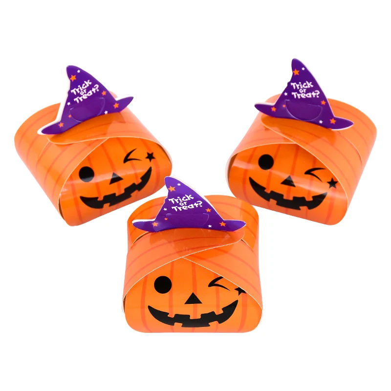 10pcs Halloween Pumpkin Ghost Paper Box Trick Or Treat Snack Candy Gift Boxes Halloween Decoration Kids Favor Gifts