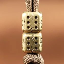 Retro Dice Brass Knife Beads EDC Outdoor DIY Paracord Bracelet Accessories Key Chain Woven Lanyard Pendants Flashlight Hangings