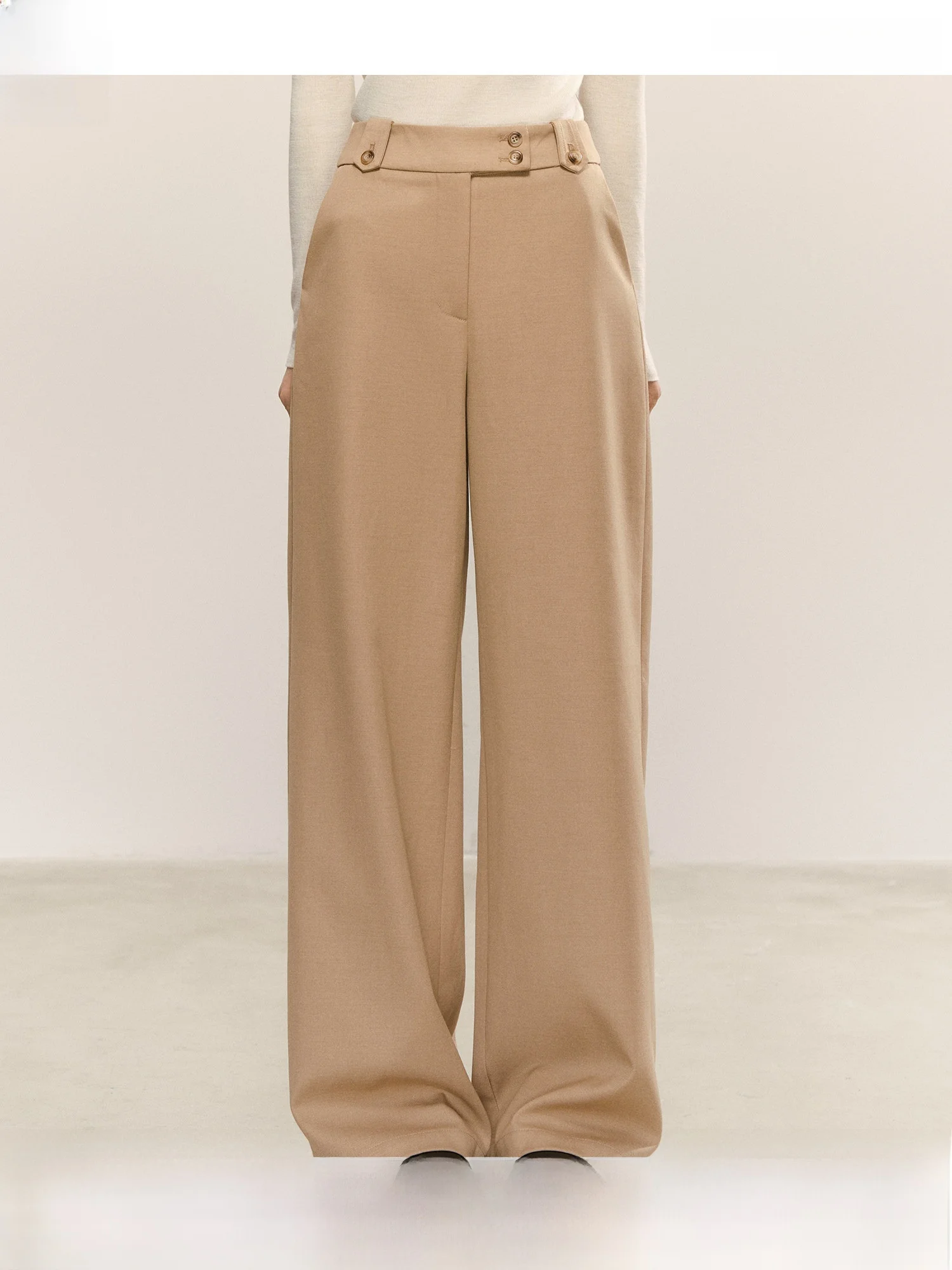 High Waist Wide Leg Pants Casual Khaki Color Women's Autumn Winter New Style Slimming Loose Versatile Straight Cut Trousers