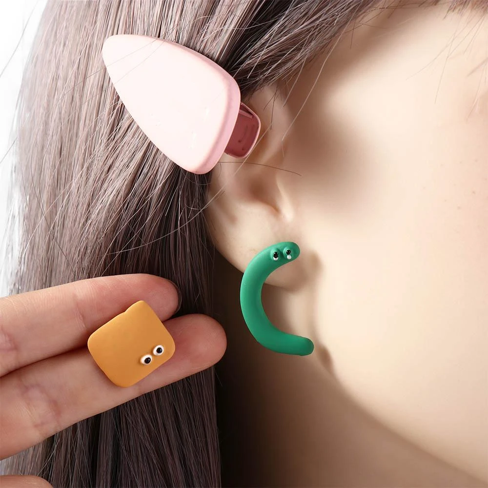 Geometric Irregular Women Round Earrings Colorful Paint Stud Earrings Jewelry