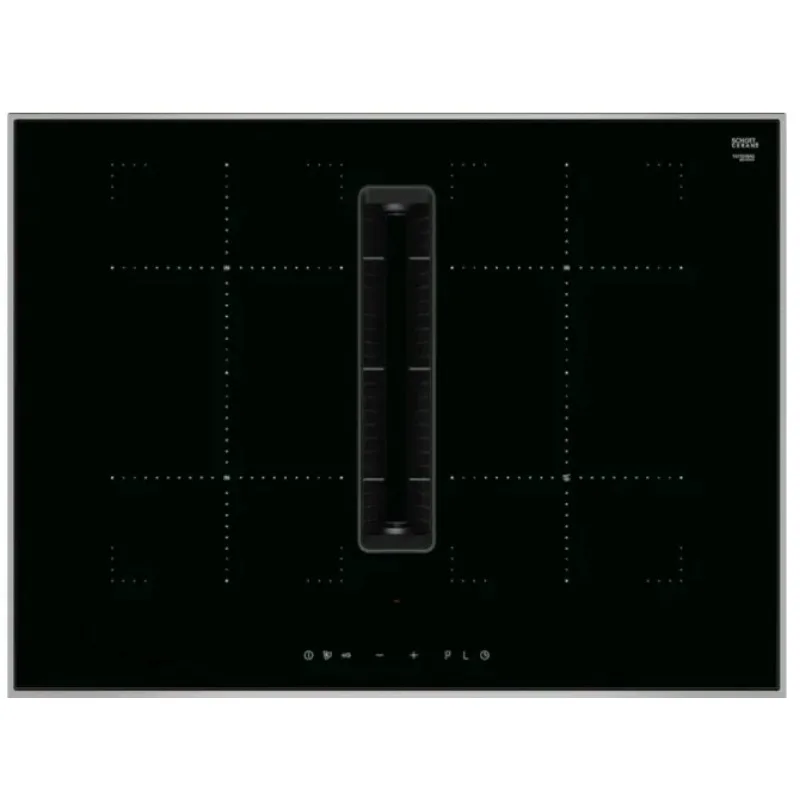 Crystal Glass Polished Black 4 Cooking Zone Induction Hob Cooker with Downdraft Extractor