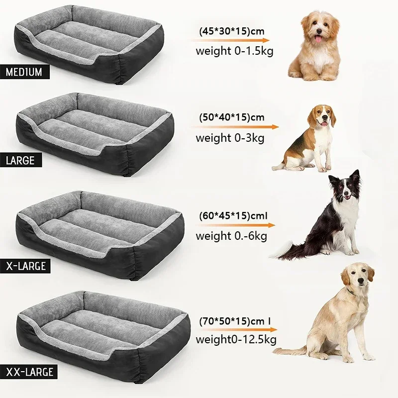 Large Square Nest S-3XL Pet Large Dog Bed for Small Medium Dogs Soft Fleece Nest Big Dog Sofa Bed Winter Warm Cat House for Pet