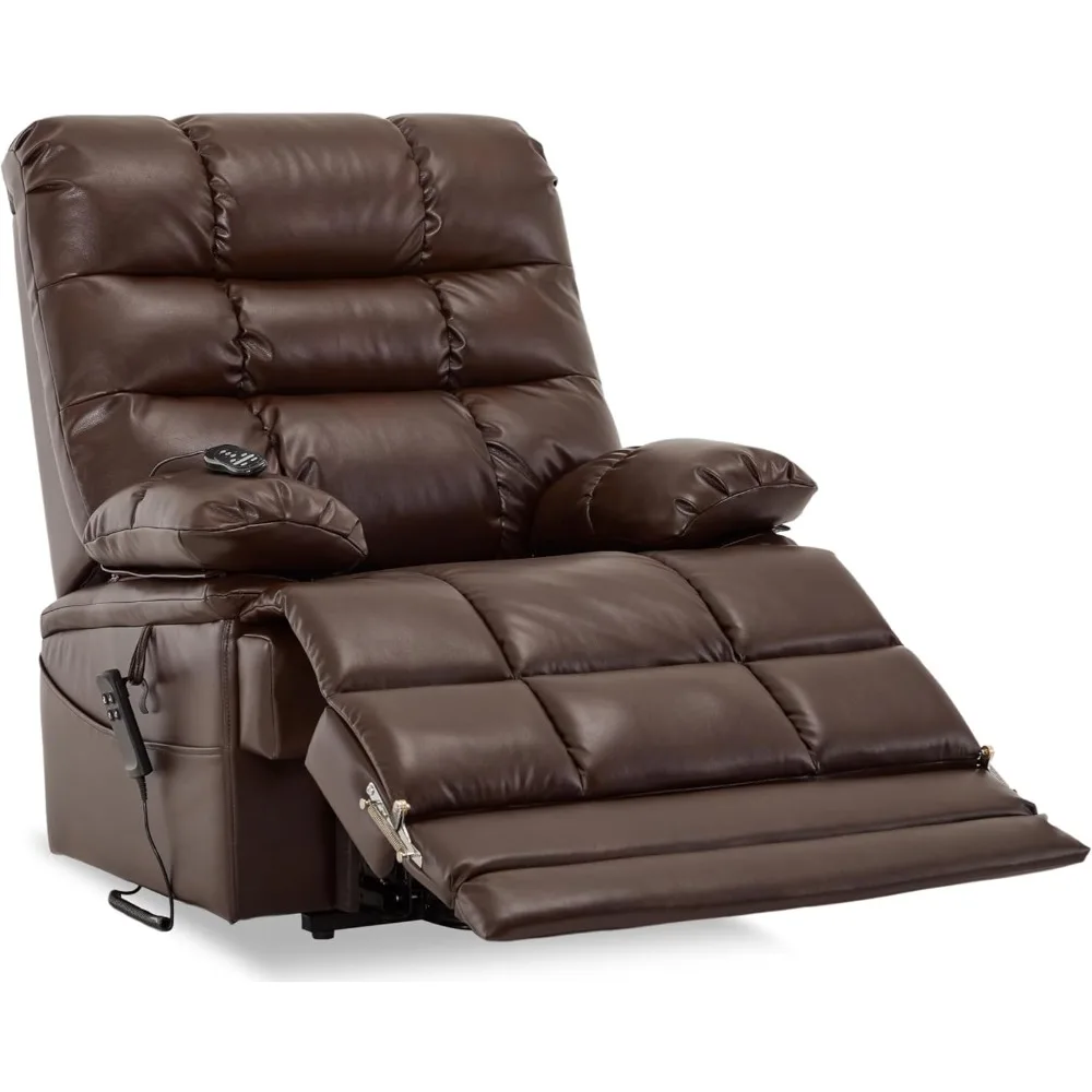 Big Tall Man Power Lay Flat Lift Recliner Extra Large Oversized Wide Heat Massage Dual Motor Up to 400 LBS Electric Chairs Bed