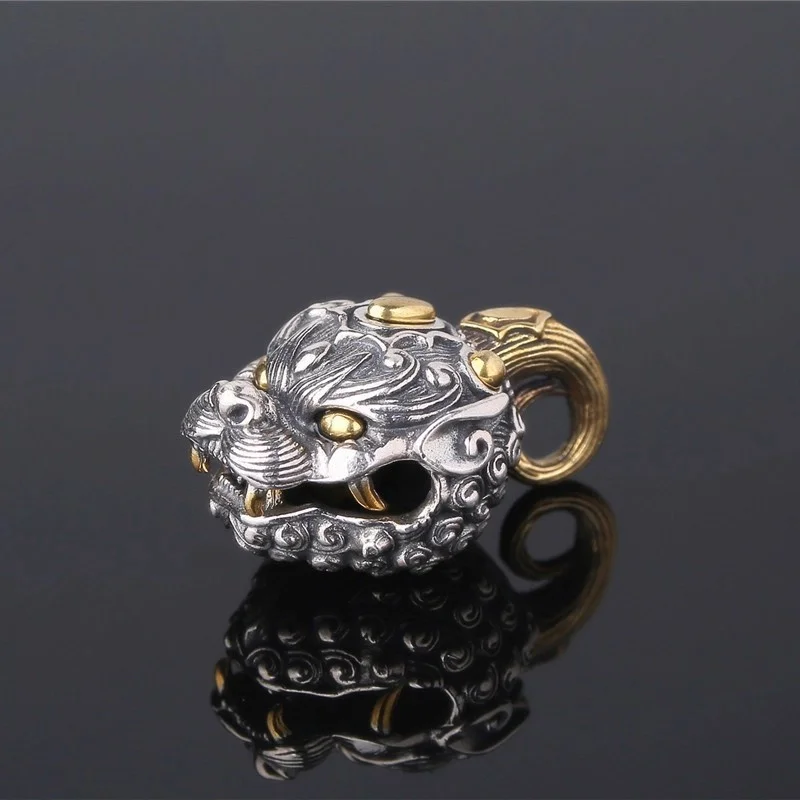 Vintage Gold Silver Collision Aniaml Pendant Men Jewelry Lucky Wealth Divine Beast Pixiu Necklace Male Choker Accessories