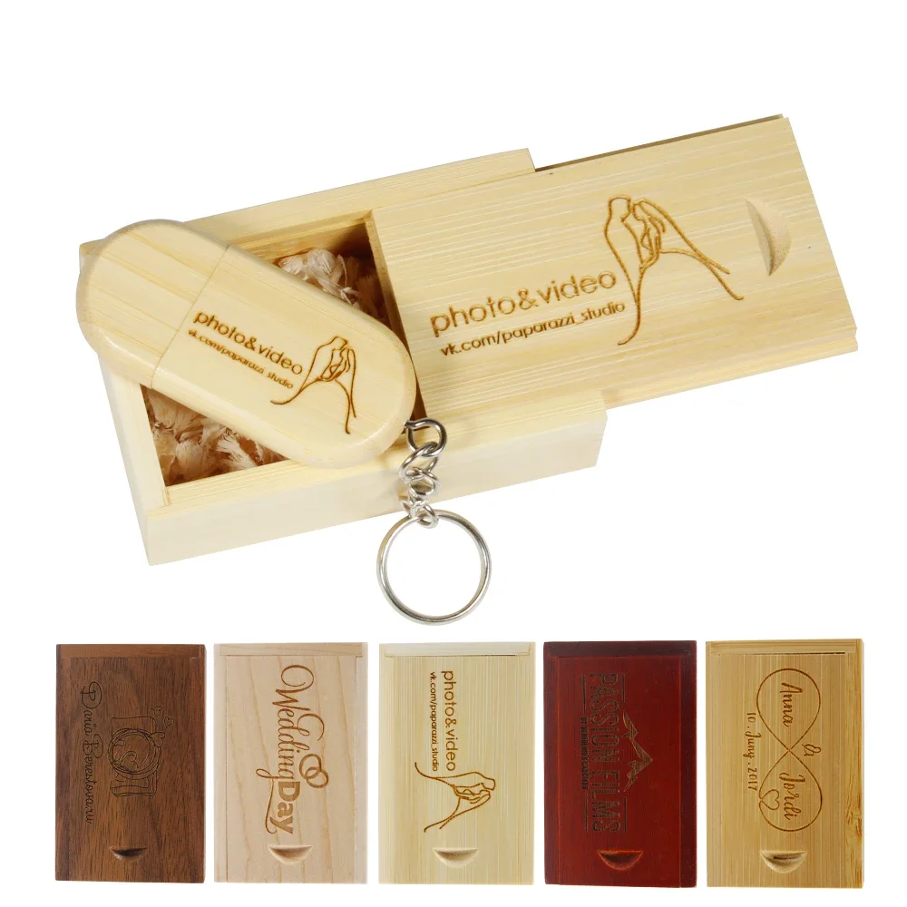 30pcs/lot Fashion Bamboo Wood and Redwood Wood Pen Drive Card Model 2.0 Usb Flash Drive 4GB 8GB 16GB 32GB 64GB Free Custom Logo