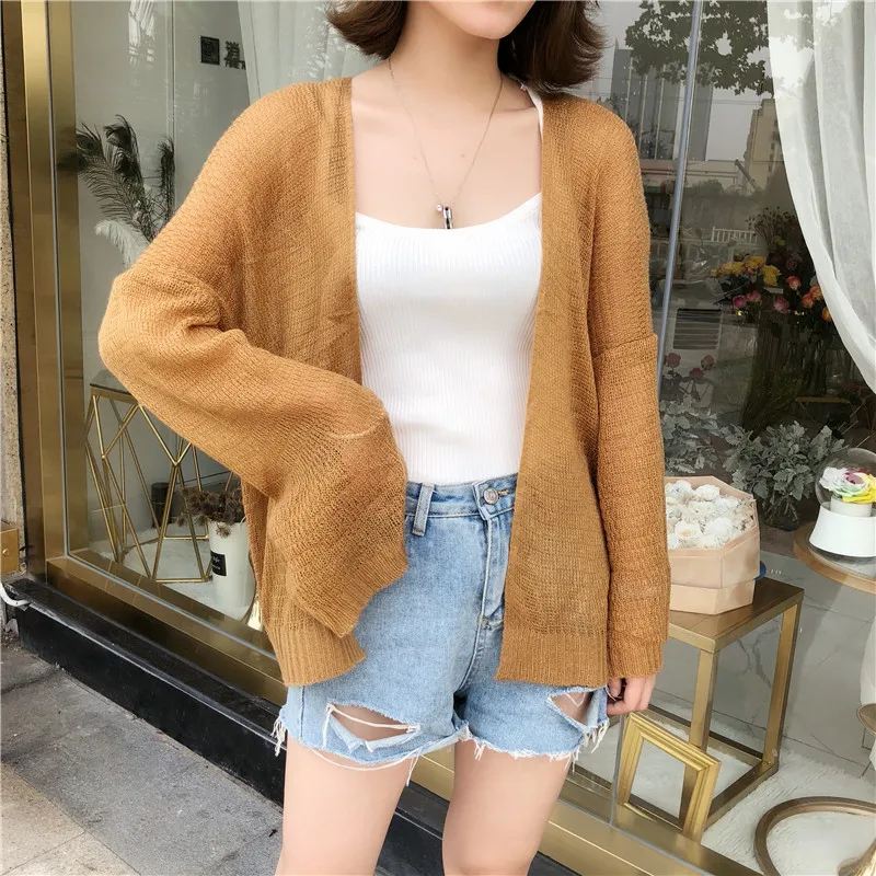 Sheer Crochet Knit Cardigan for Women Cover Up Long Sleeve Open Front Sweater Casual Knitwear Beach Outfit