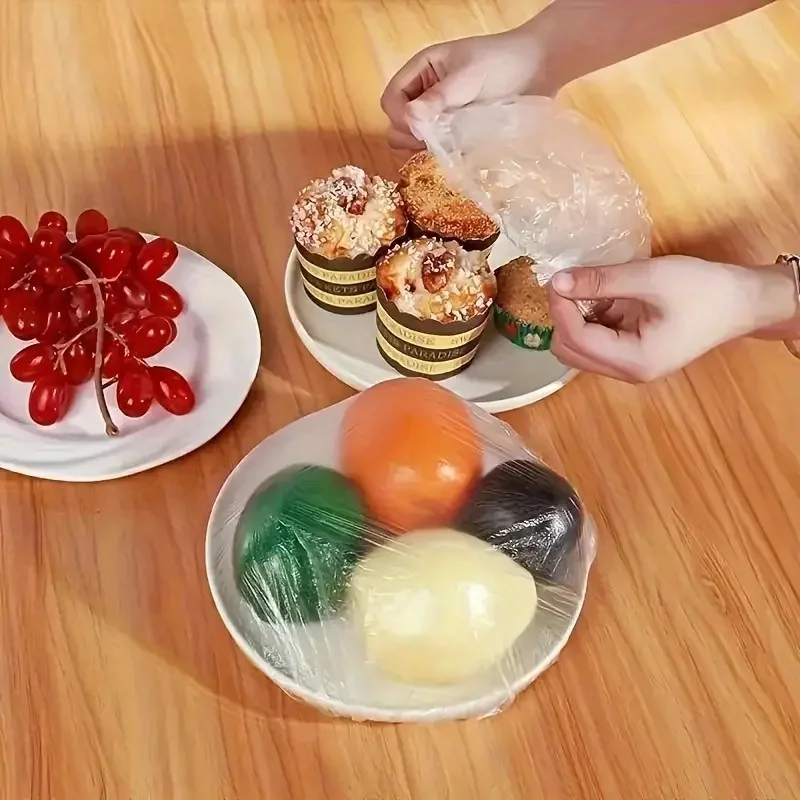 Plastic Bowl Covers Food Cover Dish Covers, Reusable Elastic Stretch Fresh Keeping Bags, Kitchen Dining Plate Bread Proofing - Image 2