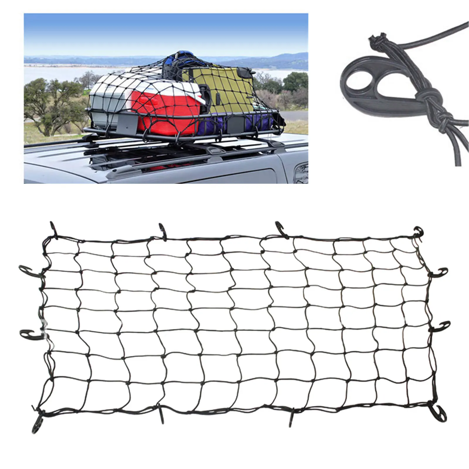 Off Road Vehicle Luggage Rack Mesh Cover Luggage Rack Mesh Pocket Automotive Cargo Net Bed Nets For Vehicle Car Trucks