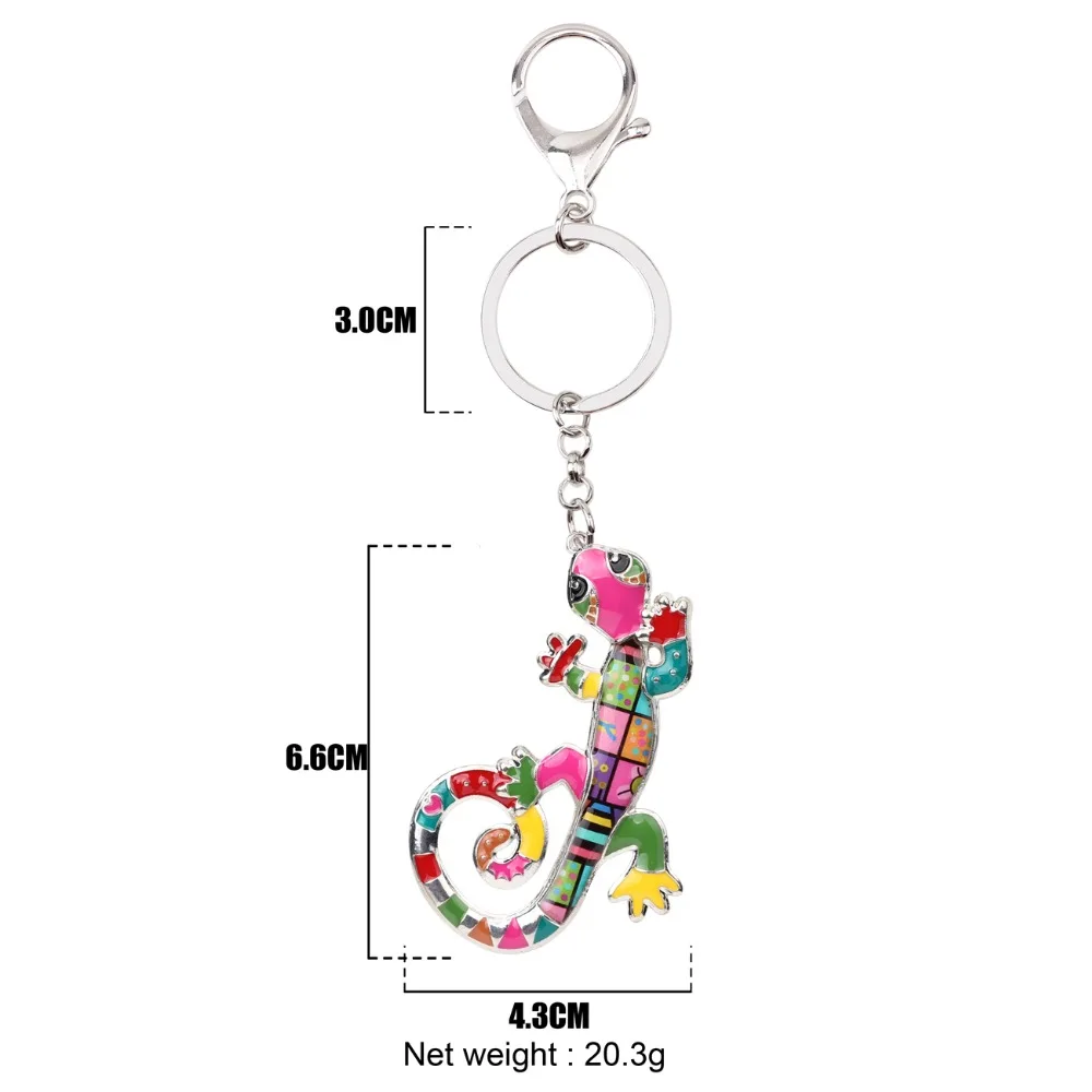 Bonsny Enamel Alloy Lizard Gecko Key Chain Key Ring Handbag Bag Charm Keychain Accessories New Fashion Animal Jewelry For Women