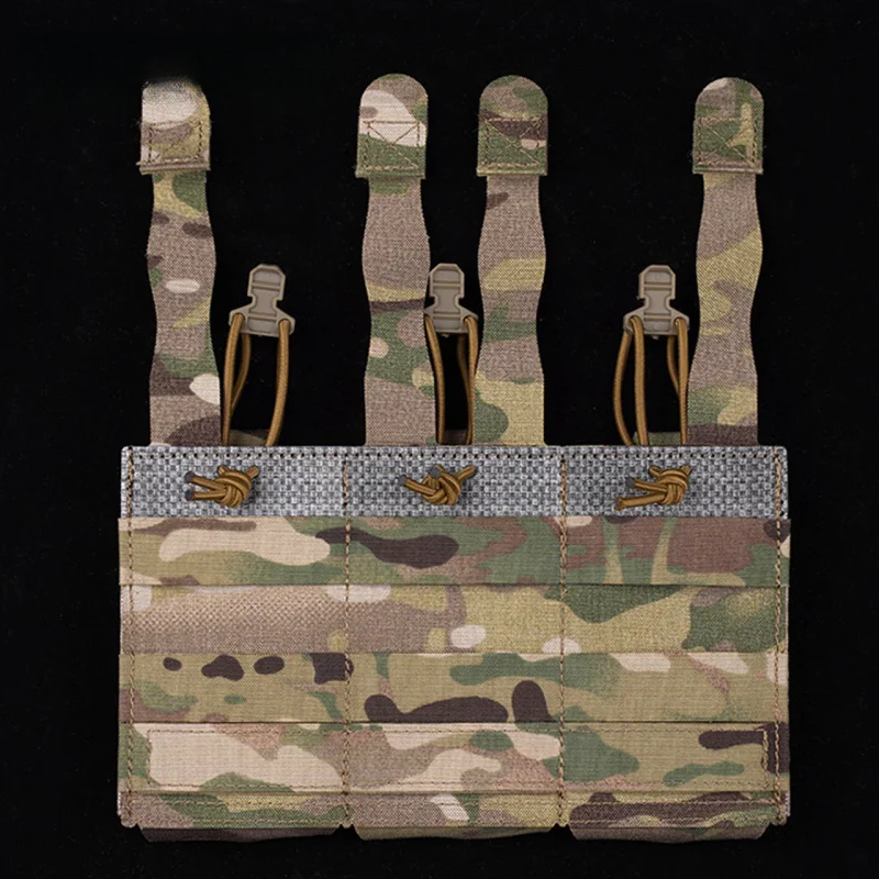 Portable Dual Use Mag Pouch Elastic Triple Holder Fit 5.56 7.62 MOLLE Front Panel Tactical Vest Magazine Storage Bag