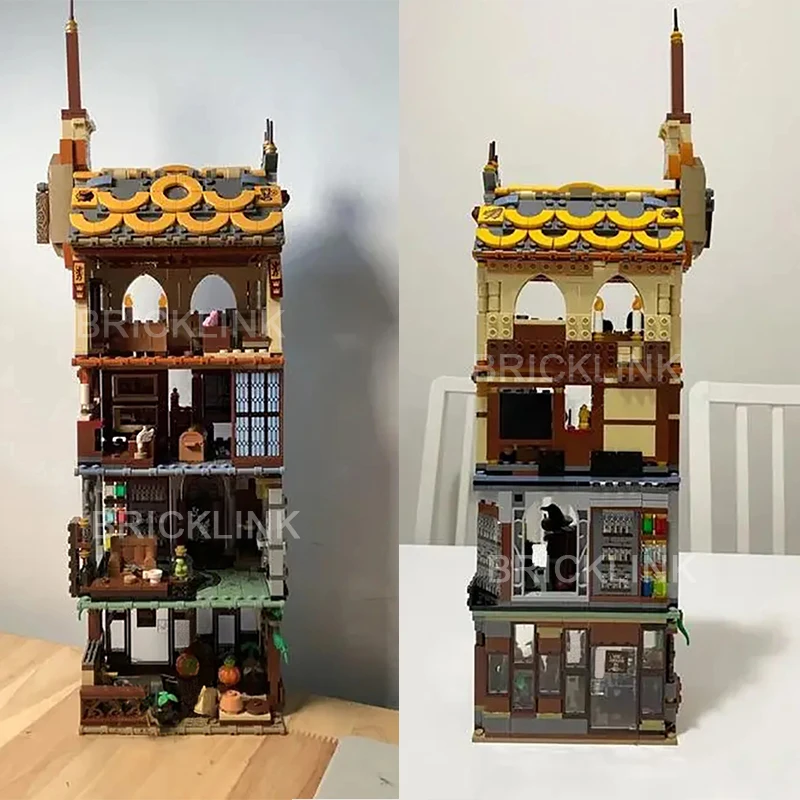 Bricklink MOC Magic Book 4 in 1 Transform Magic Tower Hogwartsing Moment 76382 76383 76384 76385 Set Building Blocks Toys Gift