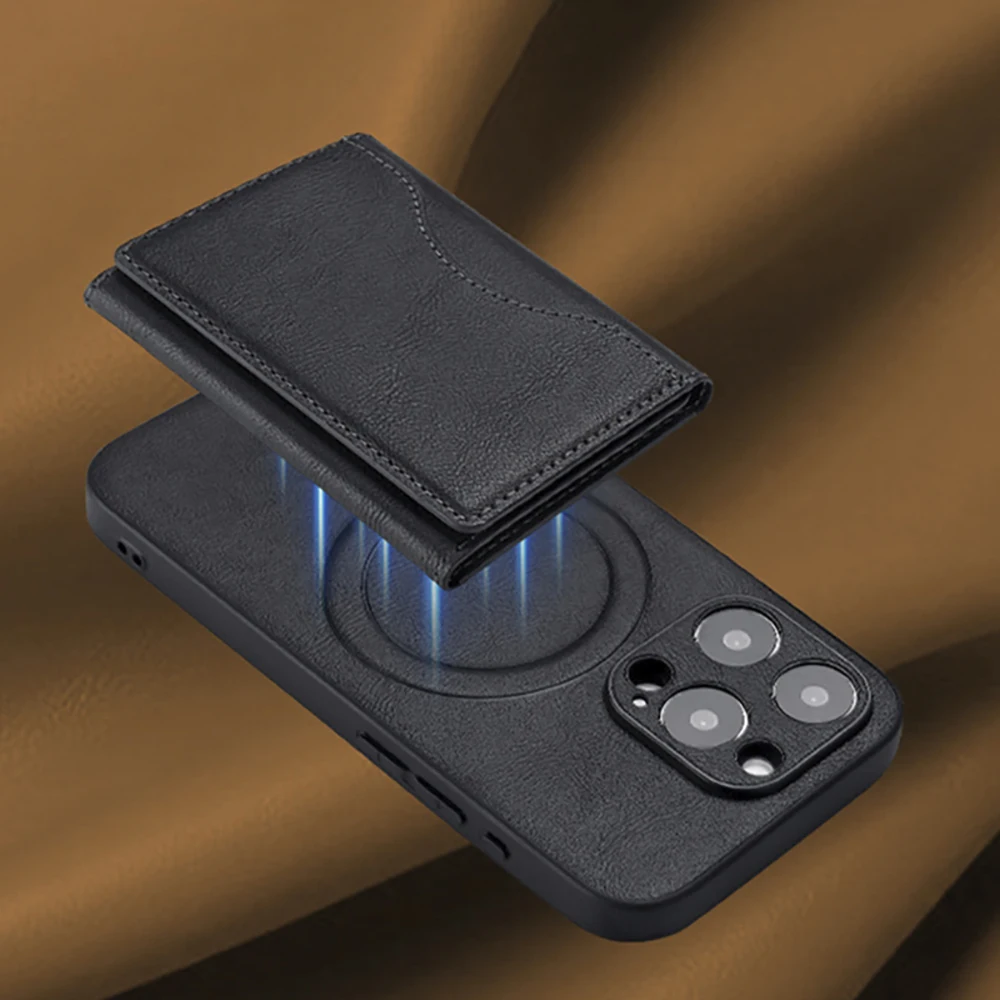 متعددة الوظائف المغناطيسي الهاتف المحفظة حامل بولي Leather الجلود ثلاثية الطي حامل بطاقة حافظة للبطاقات المحفظة ل Magsafe iPhone17 16 15 14 13 12 #5