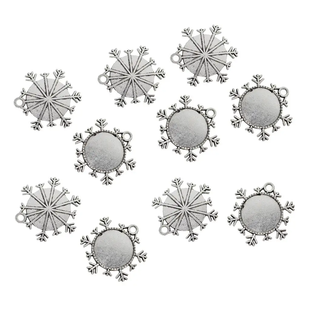 Jewelry Making Charms Snowflake Frame Pendant Cabochon Bezel Settings Alloy Necklace Pendant for DIY Scrapbooking