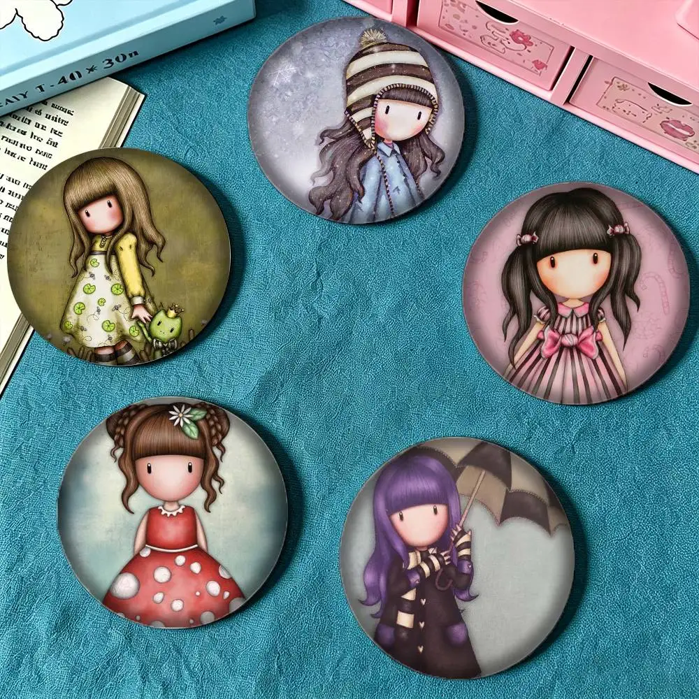 llustration Cute S-Santoro G-Gorjuss 25 32 44 58 75mm Badges Personalized Round Brooches Pins Accessory Gift