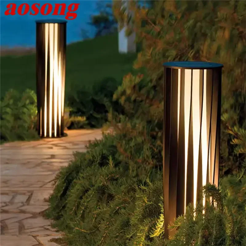 

AOSONG Contemporary Outdoor Solar Lawn Lamp LED Waterproof Villa Garden Courtyard District Residential Quarters Lawn Lamp